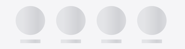 Screenshot of the TaleArt sample app on iOS while its zone is still being read: four round grey placeholders with a short grey bar under each, in the footprint of the ring layout.