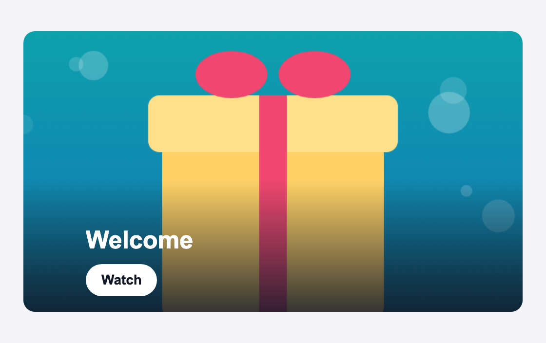 A banner for a free viewer: the Welcome gift slide, a teal artwork with a gift box.