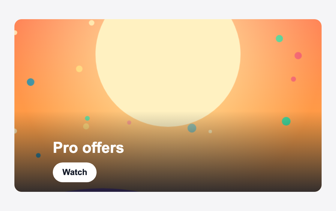 A banner for a pro viewer: the Pro sale slide, a warm sunset artwork with a large sun.