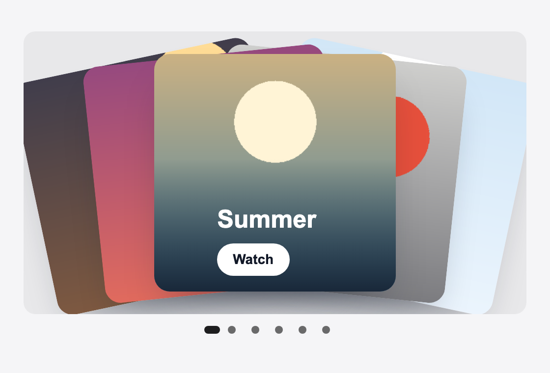 The deck banner: the groups fanned out behind the front card, which shows its name and a Watch button.