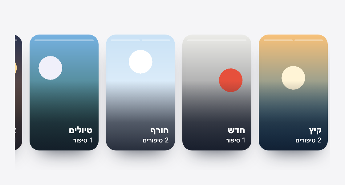 The poster layout on a Hebrew page: the cards start at the right, and the names and counts are right-aligned.