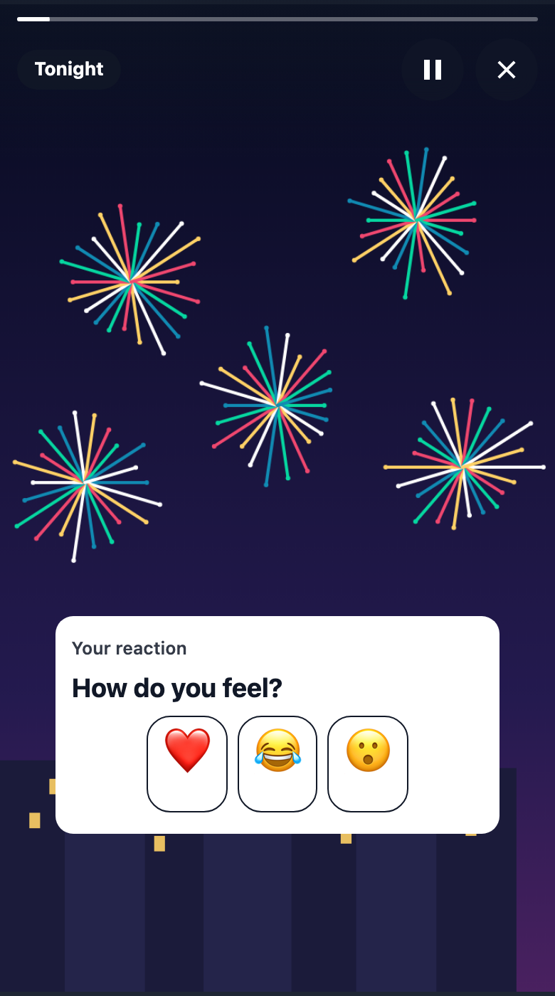 A reaction in the viewer: the question How do you feel? over a row of three emoji, each with its count.