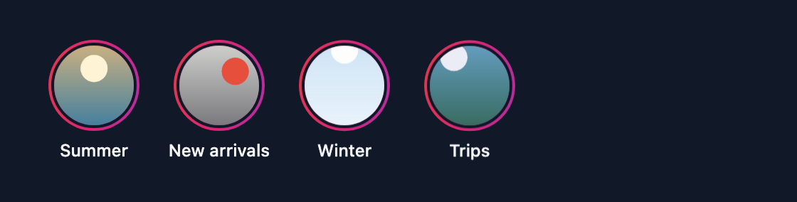 The same bar on a dark page, in the dark scheme: the names are light and the cover edge is near-black.